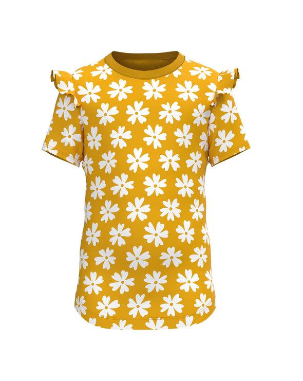 Floral - Girls Ruffle T-shirt