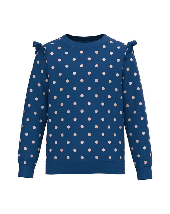 Polka Dots - Girls Ruffle Sweatshirt