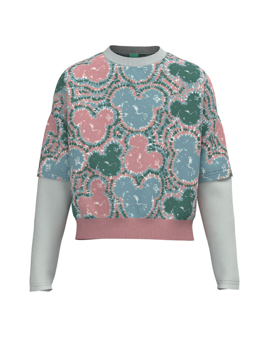 Tie Dye Mouse - Girls Crop Sweatshirt