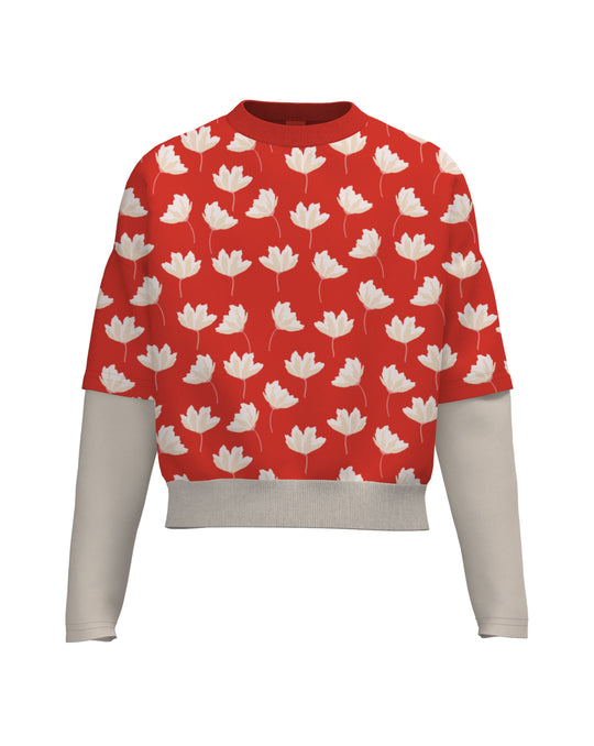 Floating Petals - Girls School Crop Sweatshirt